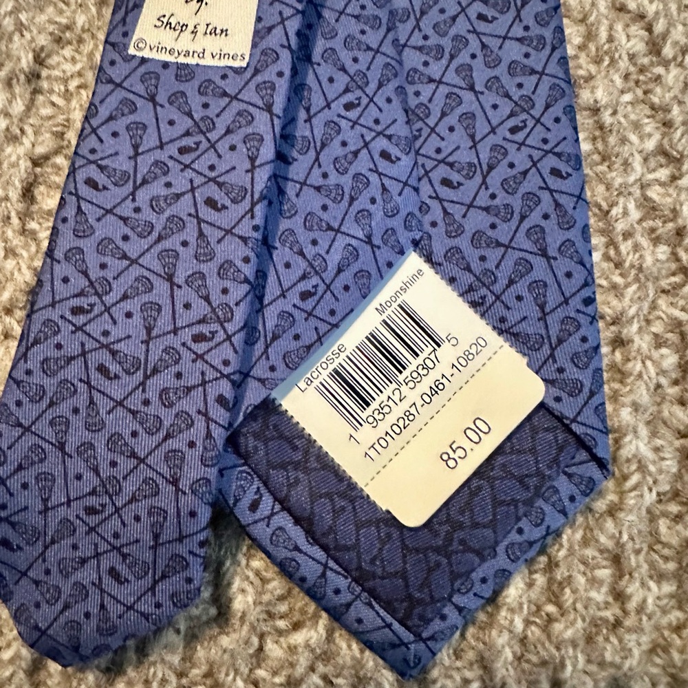 New Vineyard Vines Blue Patterned Tie lacrosse st… - image 4